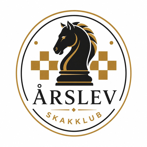 Årslev Skakklubs logo: en springer i sort og guld